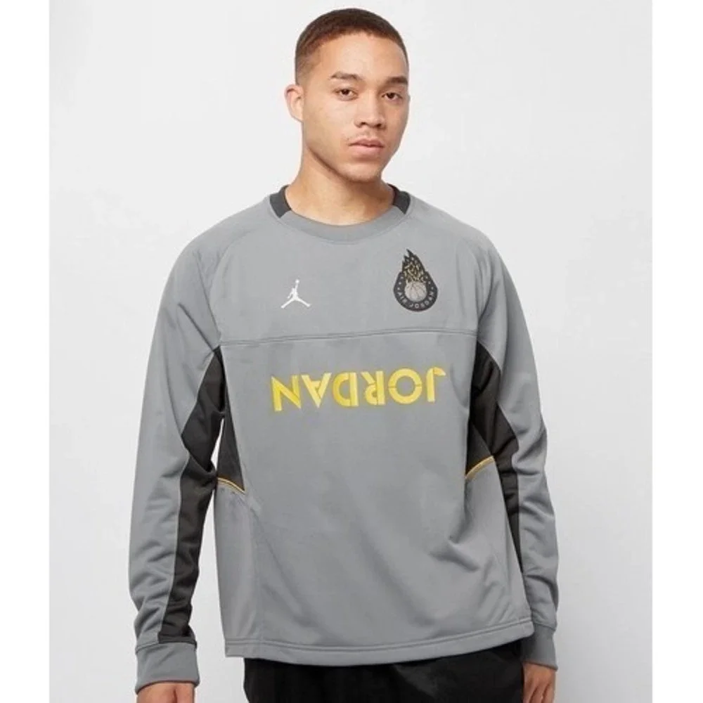 Jordan Legacy AJ4 Gray Logo Long Sleeve T-Shirt Top Men 2XL Thailand